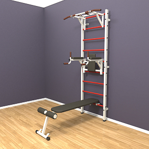 Шведская стенка «LittleSport» White Pull-Up 3.0 красные ступени