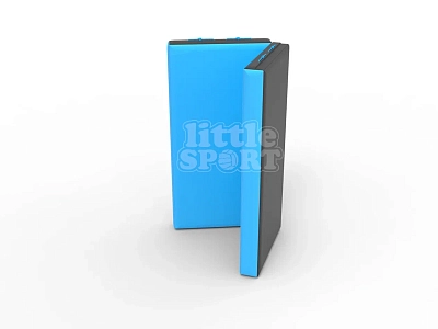 картинка Мат кожзам LittleSport (100х100х10см) складной в 2 сложения черный\голубой от магазина БэбиСпорт