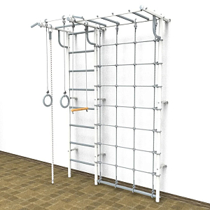 Шведская стенка Роки с рукоходом (белый- серый)