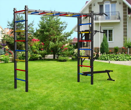 картинка Уличная шведская стенка Sv Sport рукоход У512 (Турник/Брусья/Стойка/Скамья/Канат/кольца/лестница) от магазина Лазалка