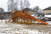 Детская деревянная зимняя горка IgraGrad Snow Fox 5,9 м + Панда Фани Gride