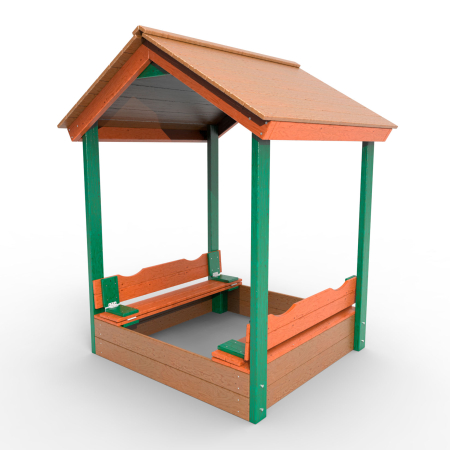 картинка Детская деревянная песочница с крышей "Вега" от магазина Лазалка