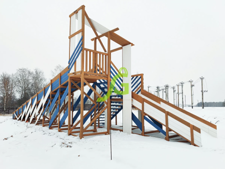 Зимняя деревянная горка "IgraGrad Snow Fox 12 м" с двумя скатами мод.4