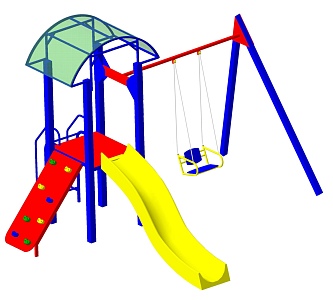 Детский спортивный городок Пионер "Сказка" со скалодромом, качелями и горкой