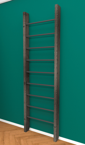 Брашированная шведская стенка "Кастерли" Черный (Черные ступени)