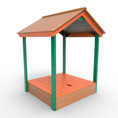 картинка Детская деревянная песочница с крышей "Вега" от магазина Лазалка