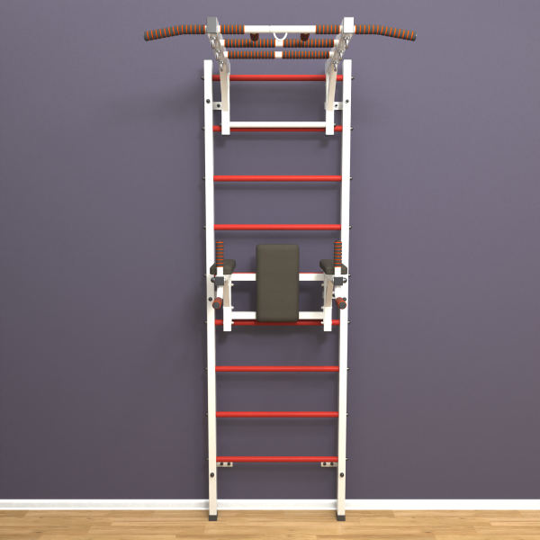 картинка Шведская стенка «LittleSport» White Long 2.0 красные ступени от магазина Лазалка
