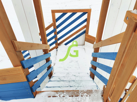 Зимняя деревянная горка "IgraGrad Snow Fox 12 м" с двумя скатами мод.4